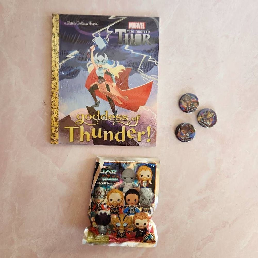 Thor bundle Little Golden Books 3 pins Collectors bag clip New Love & Thunder